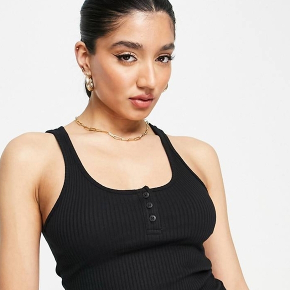 Bundle of 2 Asos Button Tank Tops in Black and White Size 2 - Picture 5 of 5